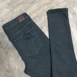 Teal/Hunter Green High-Waisted Ripped Jeggings